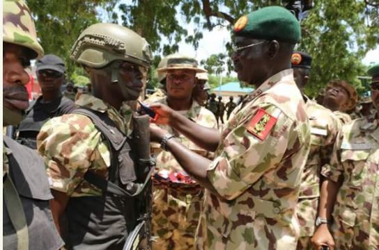 See What Buratai Was Spotted Doing With Soldiers Fighting Boko Haram (Photos)