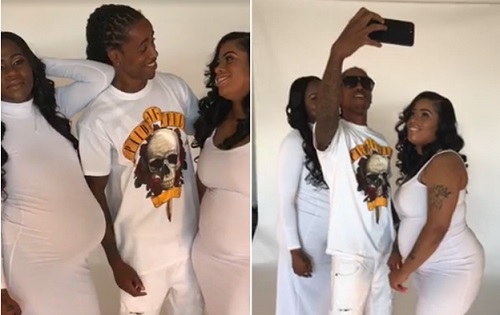 Young Man Poses With His Two Pregnant Girlfriends for Double Maternity Shoot (Photos)