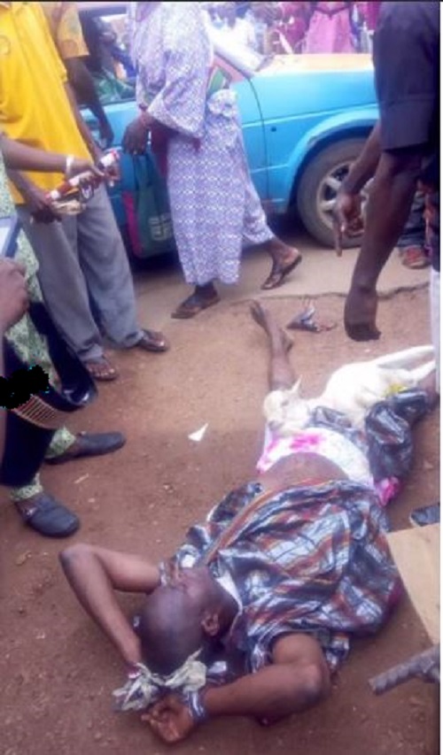 Oh No! See How a Suspected Thief was Disgraced in Public for Stealing a Goat in Akure (Photos)
