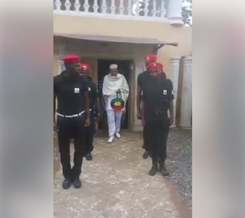 IPOB Leader, Nnamdi Kanu Inspects Newly Inaugurated Biafra Secret Service (Photos+Video)
