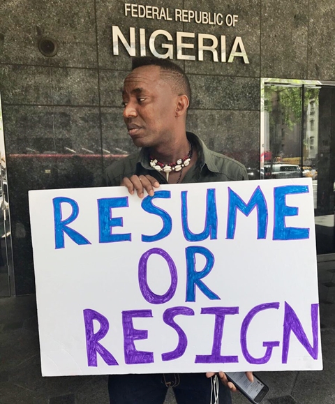 SaharaReporters Publisher, Yele Sowore Leads #ResumeOrResign Protest Against Buhari in New York (Photos)