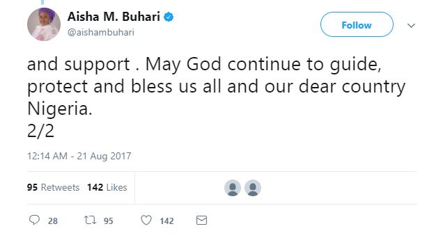 Read What Aisha Buhari Said about Her Husband's Return from UK