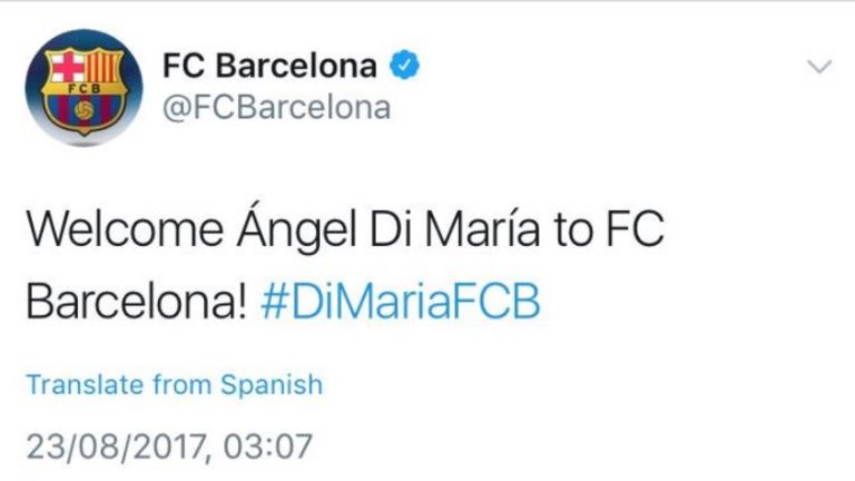 Barcelona Allegedly 'Signs Angel Di Maria' from PSG After Official Twitter Account is Hacked