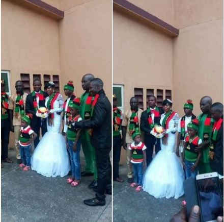 Couple Wear IPOB Attire at Their Wedding in Owerri (Photos)