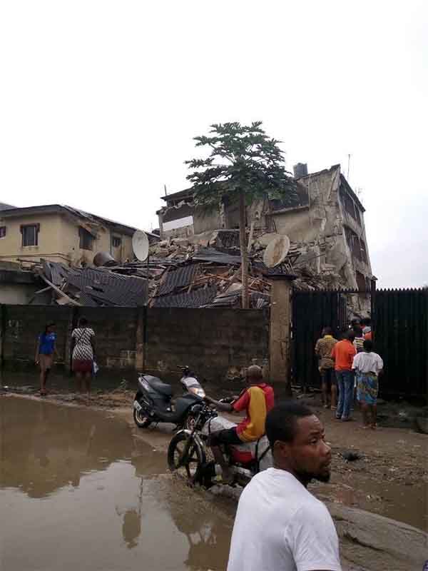 Panic as Three-storey Building Collapses in Lagos State (See Photos)