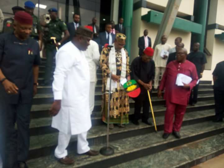 See Photos of Nnamdi Kanu and His Dad After Meeting With South-East Governors in Enugu