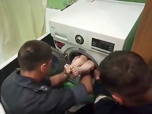 See the Horrific Moment a Boy was Rescued from a Washing Machine After Getting Stuck While Playing (Photos)