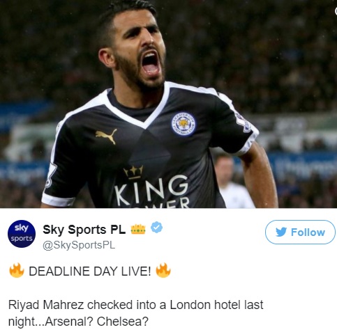 Signing for Arsenal or Chelsea? Mahrez Released from Algeria Camp, Arrives London to Complete Transfer