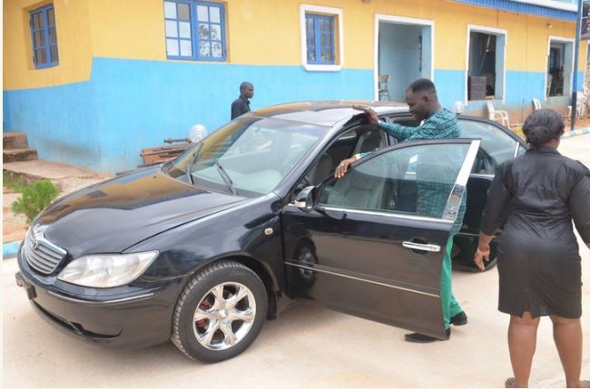 Apostle Suleman Gifts Toyota Camry Car to a Woman in Church Today (Photos)
