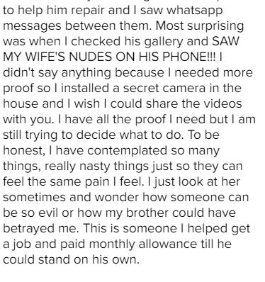 How I Caught My Own Brother Having S*x With My Wife in My Own House - Man Cries Out