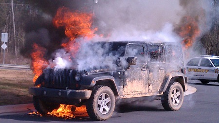 Serious Drama as 3 Men in Abeokuta Set N6 Million Jeep on Fire in Broad Daylight