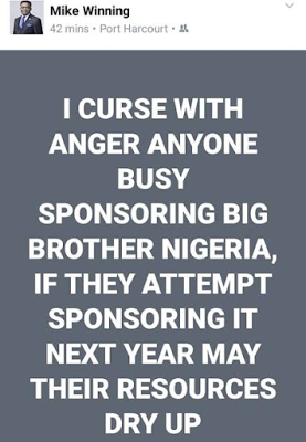 #BBNaija: Angry Port Harcourt-based Pastor Places Curse on Sponsors of Big Brother Naija