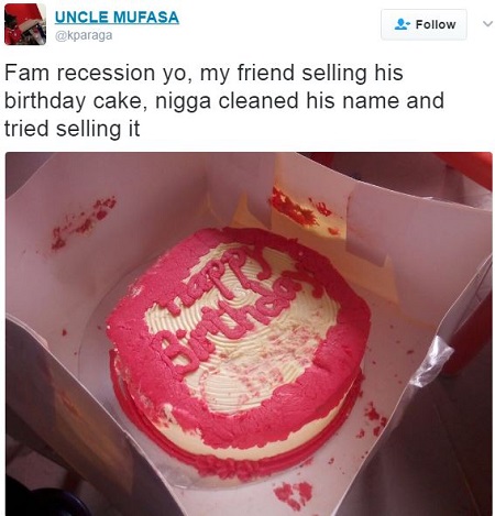 Unbelievable! See What a Man Tried to Do With His Own Birthday Cake Because of Recession (Photo)