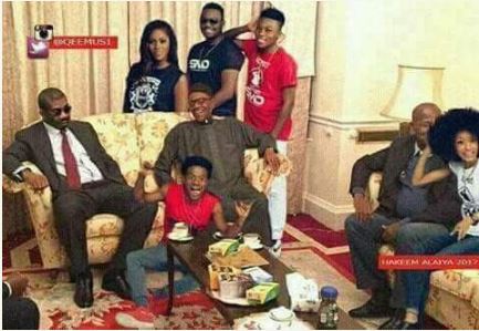 So Hilarious: Don Jazzy and Other Nigerian Artistes Visit Buhari in London (Photo)