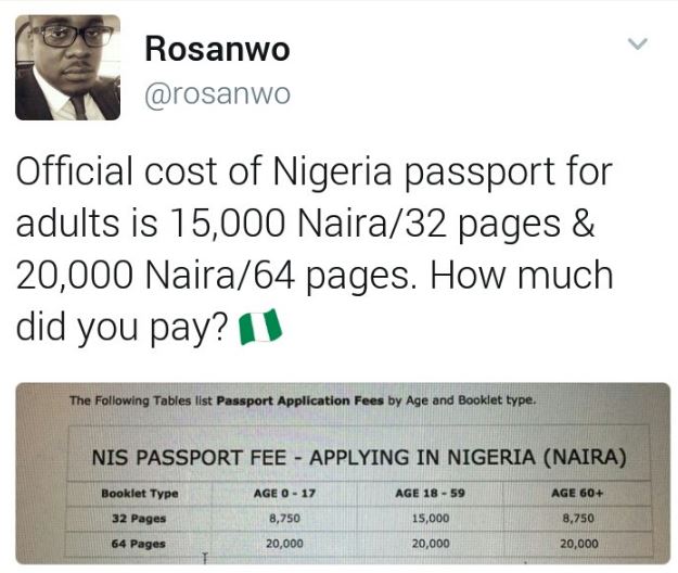 See The Official Cost of a Nigerian Passport (Images)