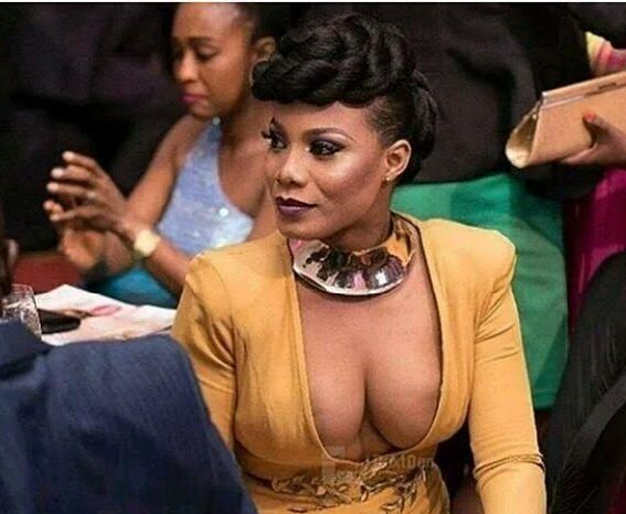 Ghanaian Actress Wears Dress Leaving Her Br3asts Almost Popping Out (Photos)