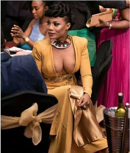 Ghanaian Actress Wears Dress Leaving Her Br3asts Almost Popping Out (Photos)
