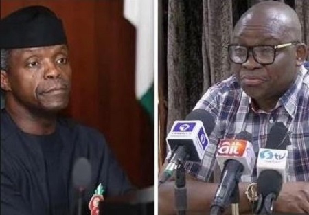 Yemi Osinbajo's Visit to Buhari a Deceit, Nigerians Want Buhari to Talk to Them - Fayose