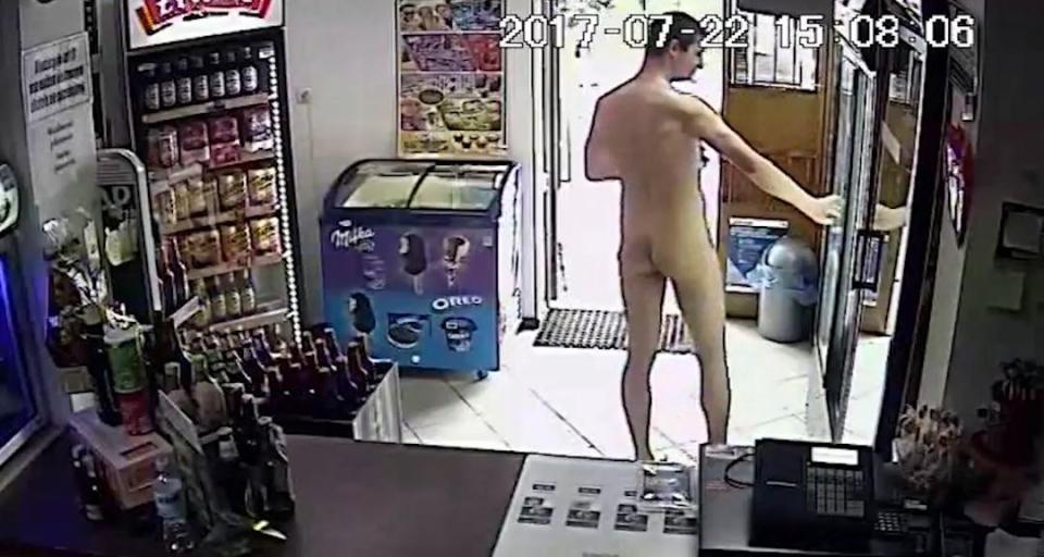 Shocker: Completely N*ked Man Walks Casually Into a Shop in Broad Daylight to Pick Beer From Fridge (Photo)