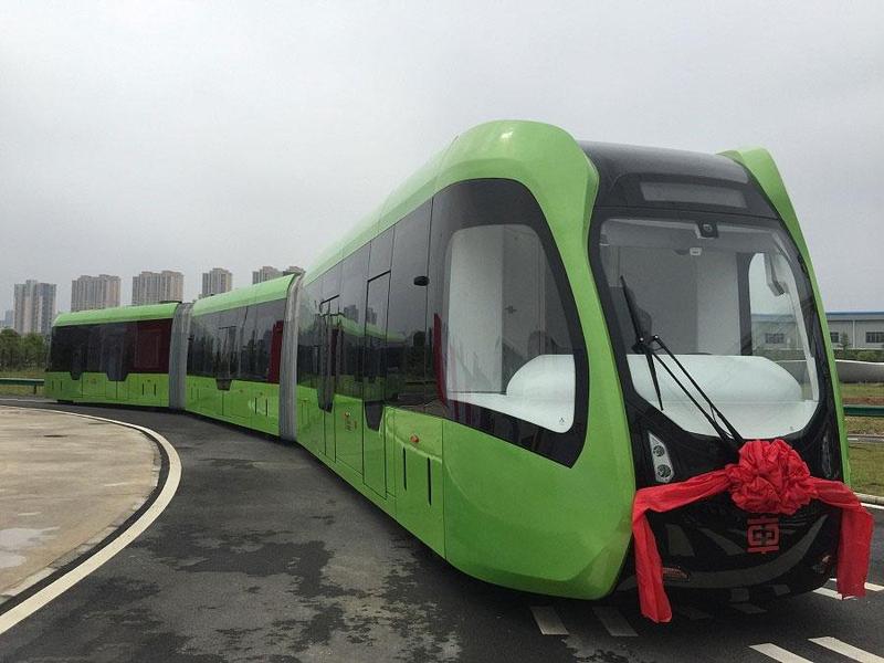 Wow!!  See the World's First Railless Train Unveiled in China (Photos)