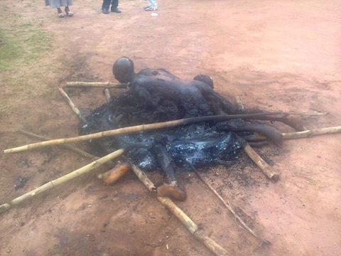 Robbers Meet Their Waterloo as Mob Stripped Them Unclad, Set Them Ablaze in Imo (Graphic Photos)