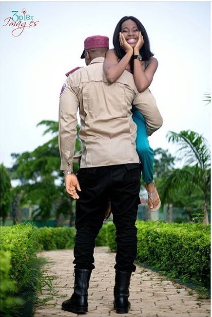 David & Goliath? See the Pre-Wedding Photos of a Macho FRSC Officer and His Petite Fiancee Buzzing Online