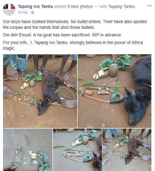 African Juju : Young Men Sacrifice He- goat To Make It Impossible For Bullet To Penetrate Their Bodies ( Photos )