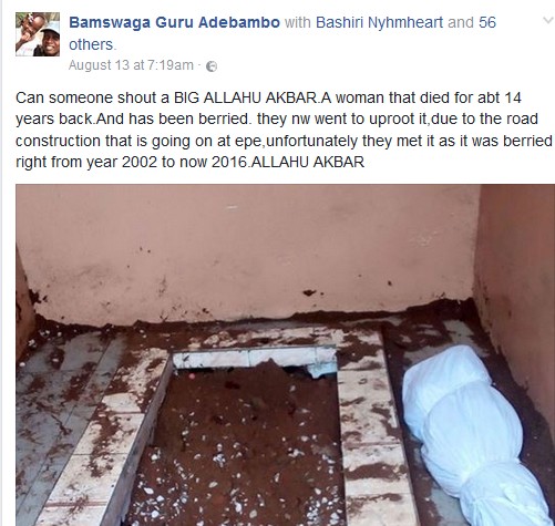 Woman's Corpse Found The Same Way It Was Buried 14-Years-Ago In Lagos (Photo)