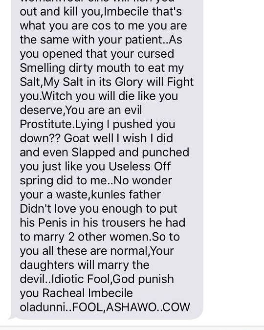 Shocking Text Messages Tonto Dikeh Sent To Churchill's Mom. (Photos)