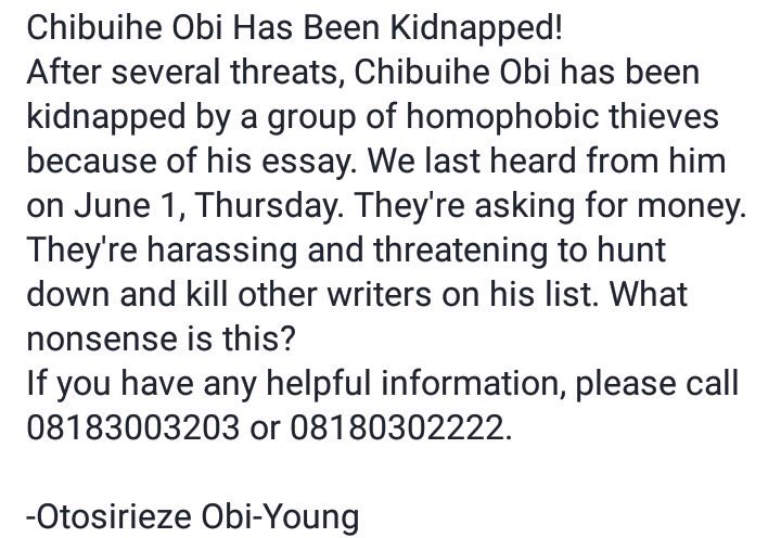 Nigerian Gay Activist Kidnapped In Owerri (Photos)