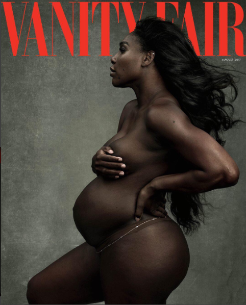 Pregnant Serena Williams Strips For Vanity Fair, Says "I don't know what to do with a baby" (Photo)