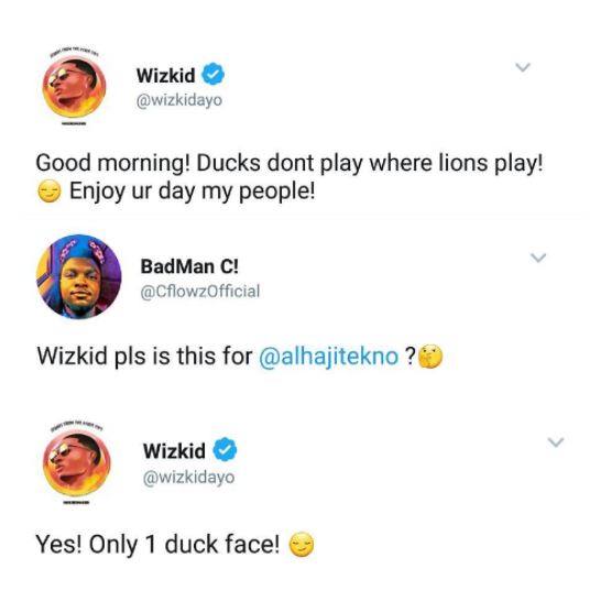 Tekno replies Wizkid after Wiz called him a duck!