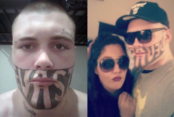 Teenage father with mouth tattoo cries out over his inability to find a job