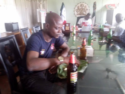 LGA Chairman And Workers In Ekiti State Drink Beer Inside His Office To Celebrate Makarfi's Victory (Photos)