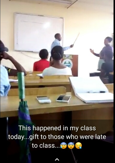 UNILAG Lecturer Flogs Student Who Came Late To His Class (Photo)