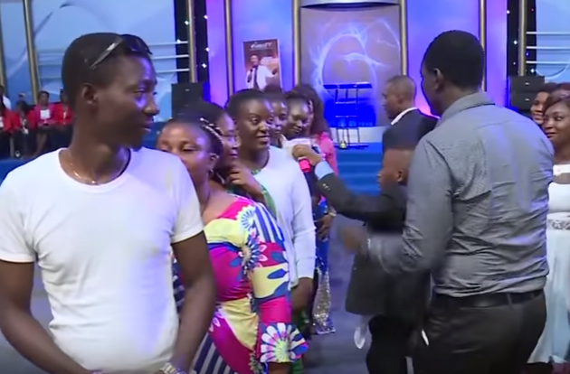 Nigerian Pastor Files Out Unmarried Youths, Orders Them To Choose Each Other For Marriage In Delta (Video)