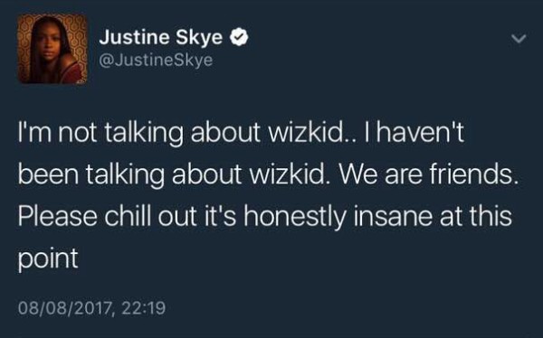 'I am not dating Wizkid, we are just friends' - American Singer, Justine Skye friend-zones Wizkid