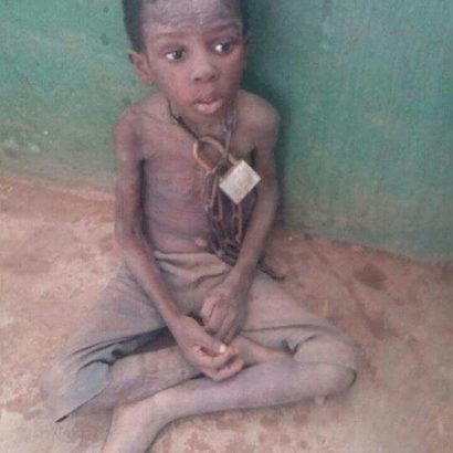 See new photo of the 9 year old boy who was chained by his father in a church exactly 1 year ago