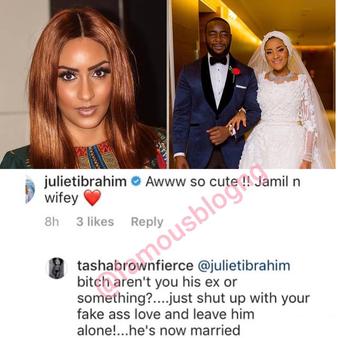 Juliet Ibrahim comes under attack after she congratulated Dangote's daughter and her husband, Jamil.