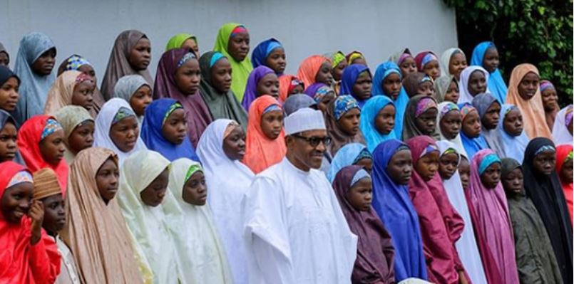 In Photos: President Muhammadu Buhari meets with freed Dapchi girls.