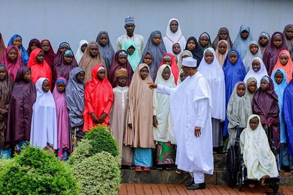 In Photos: President Muhammadu Buhari meets with freed Dapchi girls.