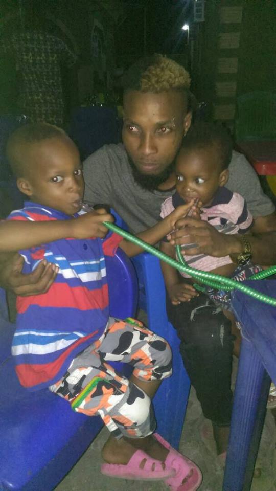 Nigerian father defends his actions of teaching his really young sons how to smoke shisha. (Photos)