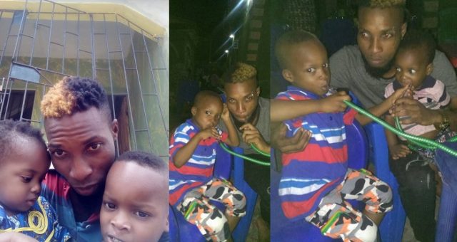 Nigerian father defends his actions of teaching his really young sons how to smoke shisha. (Photos)
