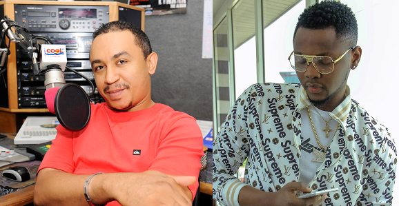 "This is a crime" - Daddy Freeze calls out Kiss Daniel over his fake designer shirt.