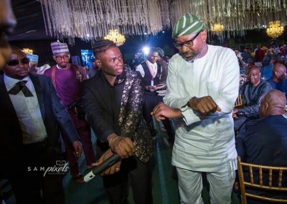 Billionaire businessman, Femi Otedola spotted dancing 'shaku shaku' at Fatima Dangote's wedding in Lagos. (Photos)