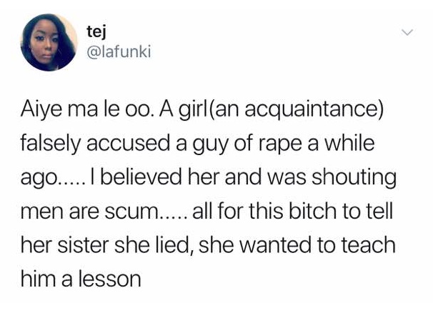 Nigerian lady confesses to falsely accusing a guy of rape; says she did it to teach him a lesson.