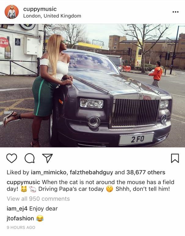 'Don't Tell Him' - DJ Cuppy takes her dad's Multi-million naira rolls royce for a spin in London