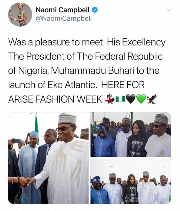 Naomi Campbell claims Pres. Buhari invited her to Lagos... Presidency replies...