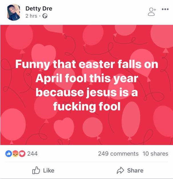 Nigerian guy calls Jesus Christ unprintable names on Social Media