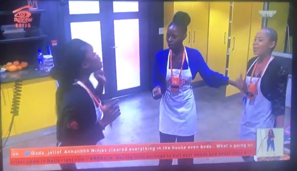 #BBNaija Drama: Khloe and Nina team up & nearly come to blows with CeeC (videos)